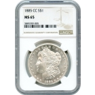 1885-CC $1 Morgan Silver Dollar NGC MS65