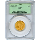 1890-CC $5 Liberty Head Half Eagle PCGS MS64