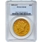 1891-CC $20 Liberty Head Double Eagle PCGS XF45