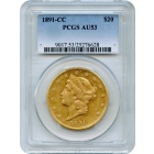 1891-CC $20 Liberty Head Double Eagle PCGS AU53