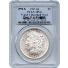 1891-S $1 Morgan Silver Dollar, VAM-3 "Doubled Stars"  PCGS MS64