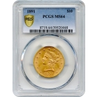 1891 $10 Liberty Head Eagle PCGS MS64