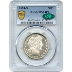 1894-S 50C Barber Half Dollar PCGS MS64 Prooflike (CAC) TOP POP-!