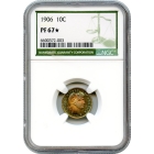 1906 10C Barber Dime NGC PR67 (STAR - was CAC) - Rainbow toning! 