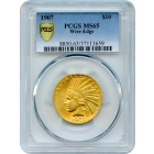 1907 $10 Indian Head Eagle, Wire Edge PCGS MS65