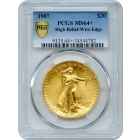 1907 $20 Saint Gaudens Double Eagle, High Relief Wire Edge PCGS MS64+