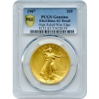 1907 $20 Saint Gaudens Double Eagle, High Relief Wire Edge PCGS AU Details
