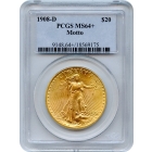 1908-D $20 Saint Gaudens Double Eagle with Motto PCGS MS64+