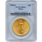 1908-D $20 Saint Gaudens Double Eagle with Motto PCGS MS64+