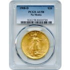 1908-D $20 Saint Gaudens Double Eagle, No Motto PCGS AU58