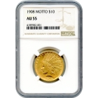 1908 $10 Indian Head Eagle, with Motto NGC AU55