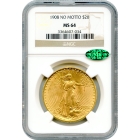 1908 $20 Saint Gaudens Double Eagle, No Motto NGC MS64 (CAC)