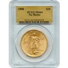 1908 $20 Saint Gaudens Double Eagle, No Motto PCGS MS64 Gold Label