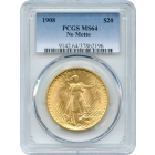 1908 $20 Saint Gaudens Double Eagle, No Motto PCGS MS64