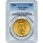 1908 $20 Saint Gaudens Double Eagle, No Motto PCGS MS65