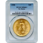 1908 $20 Saint Gaudens Double Eagle, No Motto PCGS MS66+