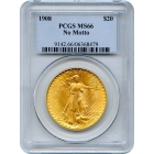 1908 $20 Saint Gaudens Double Eagle, No Motto PCGS MS66