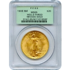 1908 $20 Saint Gaudens Double Eagle, No Motto PCGS MS65 Ex.Wells Fargo Hoard