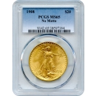1908 $20 Saint Gaudens Double Eagle, No Motto PCGS MS65
