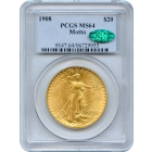 1908 $20 Saint Gaudens Double Eagle, with Motto PCGS MS64 (CAC)