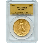 1908 $20 Saint Gaudens Double Eagle, No Motto PCGS MS64 (Gold Label)