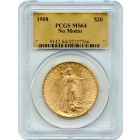 1908 $20 Saint Gaudens Double Eagle, No Motto PCGS MS64 (Gold Label)