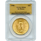 1908 $20 Saint Gaudens Double Eagle, No Motto PCGS MS64 (Gold Label)