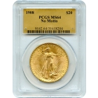 1908 $20 Saint Gaudens Double Eagle, No Motto PCGS MS64 (Gold Label)