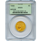 1908 $5 Indian Head Half Eagle PCGS MS65