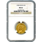 1908 $5 Indian Head Half Eagle NGC MS62