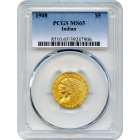 1908 $5 Indian Head Half Eagle PCGS MS65