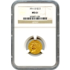 1911-D $2.50 Indian Head Quarter Eagle NGC MS61