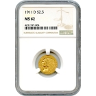 1911-D $2.50 Indian Head Quarter Eagle NGC MS62