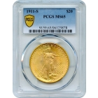 1911-S $20 Saint Gaudens Double Eagle PCGS MS65