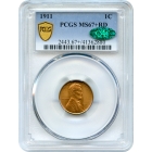 1911 1C Lincoln Cent, Wheat Reverse PCGS MS67+RD (CAC)