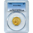 1912 $5 Indian Head Half Eagle PCGS MS62