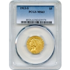 1913-S $5 Indian Head Half Eagle PCGS MS63