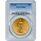 1914-D $20 Saint Gaudens Double Eagle PCGS MS64