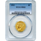 1915 $5 Indian Head Half Eagle PCGS MS62