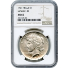 1921 $1 Peace Silver Dollar NGC MS66