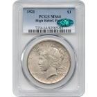 1921 $1 Peace Dollar PCGS MS64 (CAC)