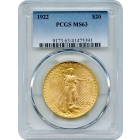 1922 $20 Saint Gaudens Double Eagle PCGS MS63