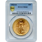 1923-D $20 Saint Gaudens Double Eagle PCGS MS66