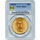 1923-D $20 Saint Gaudens Double Eagle PCGS MS66+