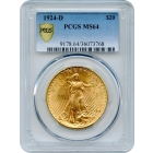 1924-D $20 Saint Gaudens Double Eagle PCGS MS64