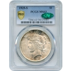 1925-S $1 Peace Silver Dollar PCGS MS63 (CAC)