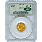 1928 $2.50 Indian Head Quarter Eagle PCGS MS60 (GOLD CAC)