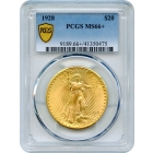 1928 $20 Saint Gaudens Double Eagle PCGS MS66+