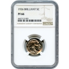 1936 5C Buffalo Nickel Type 2, Brilliant Finish NGC PR66