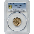 1937-D 5C Buffalo Nickel, 3 Legs PCGS MS66